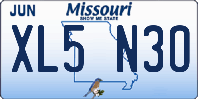 MO license plate XL5N3O