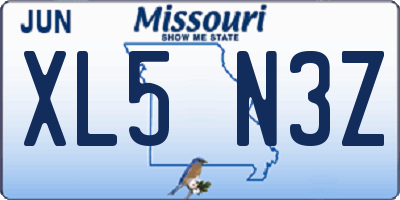MO license plate XL5N3Z