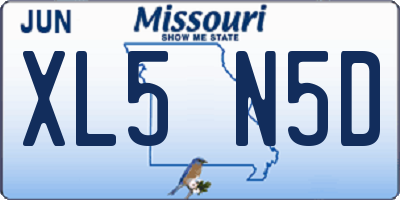 MO license plate XL5N5D