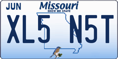 MO license plate XL5N5T