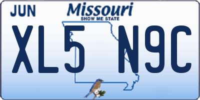 MO license plate XL5N9C