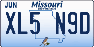 MO license plate XL5N9D