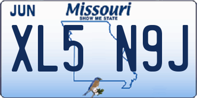 MO license plate XL5N9J