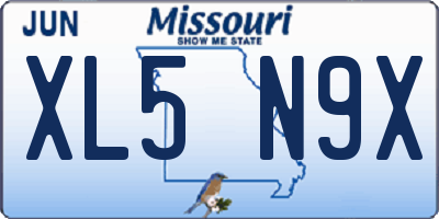 MO license plate XL5N9X