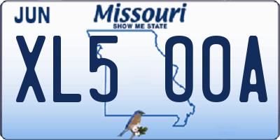 MO license plate XL5O0A