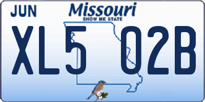 MO license plate XL5O2B