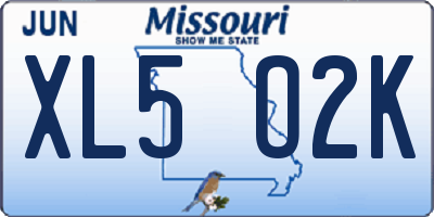 MO license plate XL5O2K