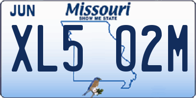 MO license plate XL5O2M