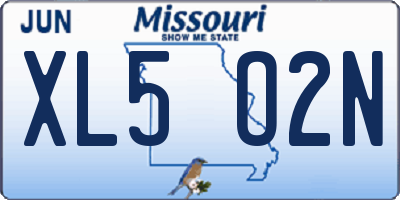 MO license plate XL5O2N