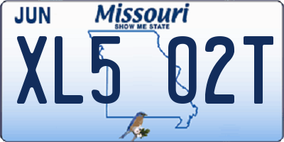 MO license plate XL5O2T