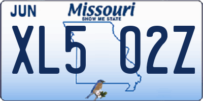 MO license plate XL5O2Z