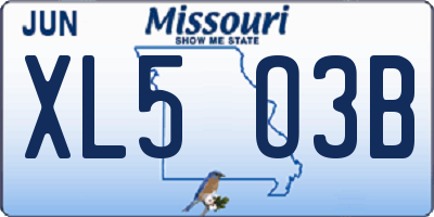 MO license plate XL5O3B