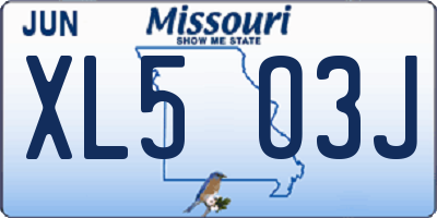 MO license plate XL5O3J