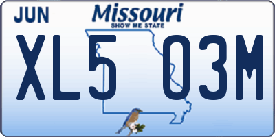 MO license plate XL5O3M