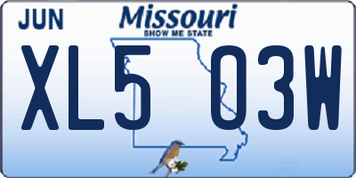 MO license plate XL5O3W