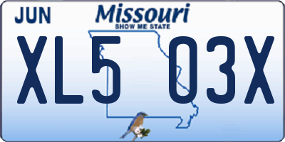 MO license plate XL5O3X