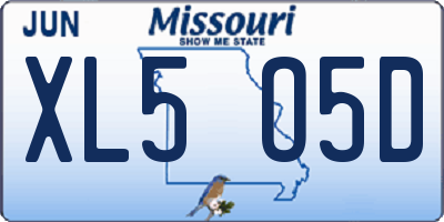 MO license plate XL5O5D