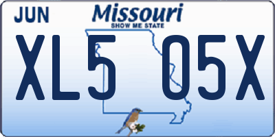 MO license plate XL5O5X