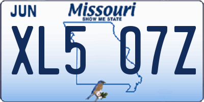 MO license plate XL5O7Z
