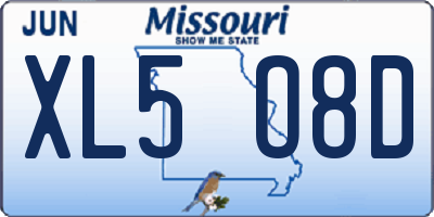 MO license plate XL5O8D