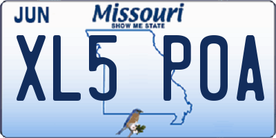 MO license plate XL5P0A