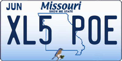 MO license plate XL5P0E