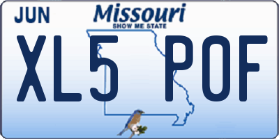 MO license plate XL5P0F