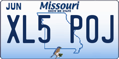 MO license plate XL5P0J