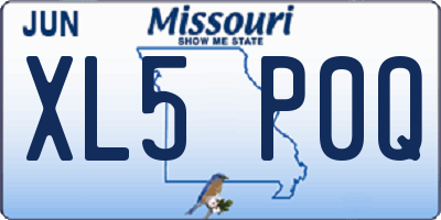 MO license plate XL5P0Q