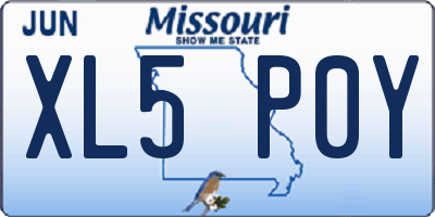 MO license plate XL5P0Y