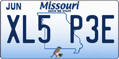 MO license plate XL5P3E