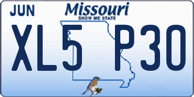 MO license plate XL5P3O