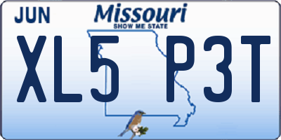 MO license plate XL5P3T