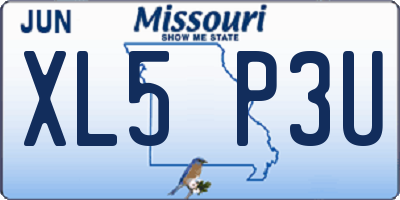 MO license plate XL5P3U