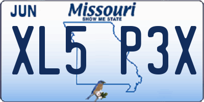 MO license plate XL5P3X