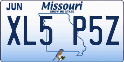 MO license plate XL5P5Z