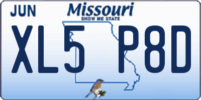MO license plate XL5P8D