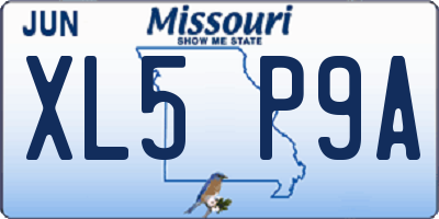 MO license plate XL5P9A