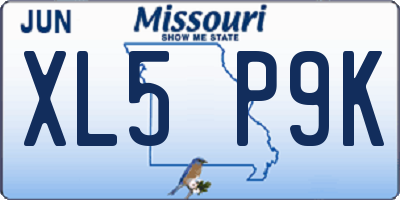 MO license plate XL5P9K