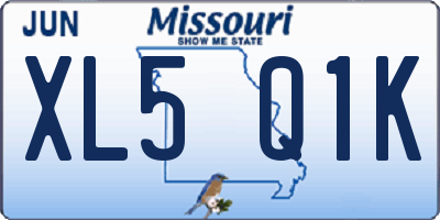 MO license plate XL5Q1K