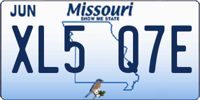 MO license plate XL5Q7E