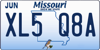 MO license plate XL5Q8A
