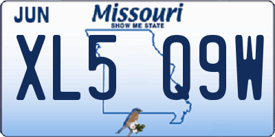 MO license plate XL5Q9W