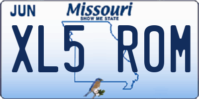 MO license plate XL5R0M