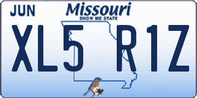 MO license plate XL5R1Z