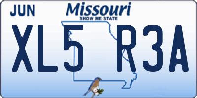 MO license plate XL5R3A
