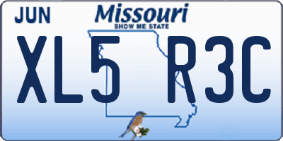 MO license plate XL5R3C