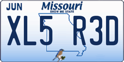 MO license plate XL5R3D