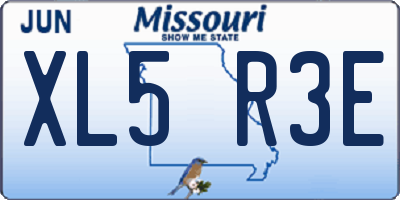 MO license plate XL5R3E