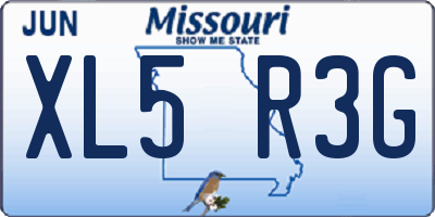 MO license plate XL5R3G